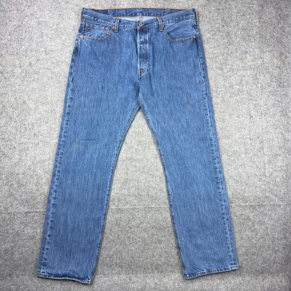 Levi's Jeans Mens 38x32 Blue 501 Original Straight Fit Button Fly Denim Casual